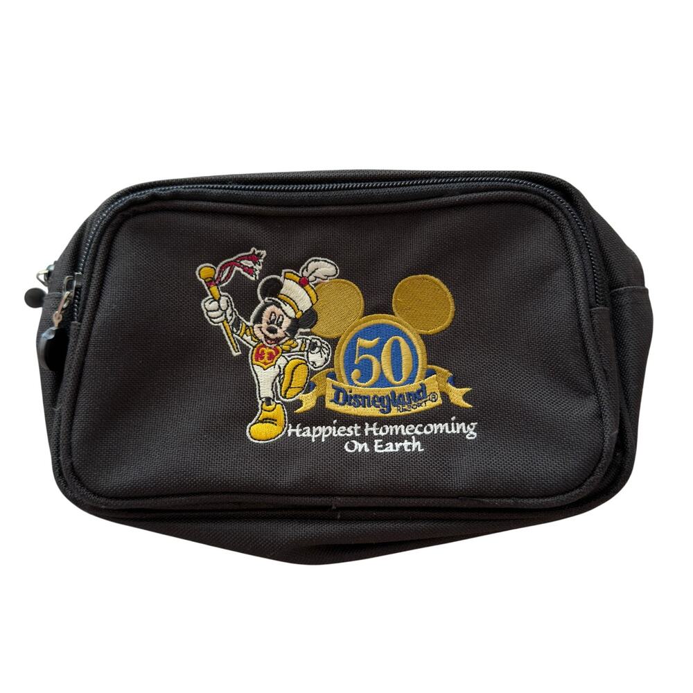 Vintage Disneyland 50th Anniversary Mickey Fanny Pack Belt Bag Black